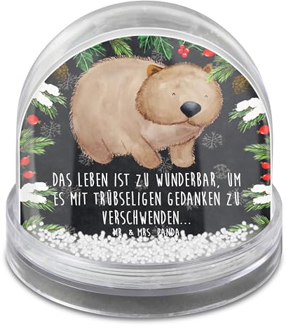 Mr. & Mrs. Panda Weihnachts Schneekugel Wombat - Geschenk, Schnee Kugel, Winterkugel, Australien, Weihnachten, Das Leben Ist schön, Motivation, dekoartikel, Lustige Sprüche, Spruch