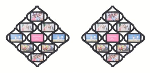 LYEAA Marco de fotos de pared con forma de diamante de 10,2 x 15,2 cm, para collage de 9 rejillas,