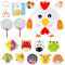 13-Teiliges Papier Platte Bastelset für Kinder, 10 Stück DIY Tiere Basteln Kreatives Teller Bastelsets mit Tiermotiven mit Doppelseitigem Klebeband, Kleine orangefarbene Schere, 2 DIY-Papierfächer