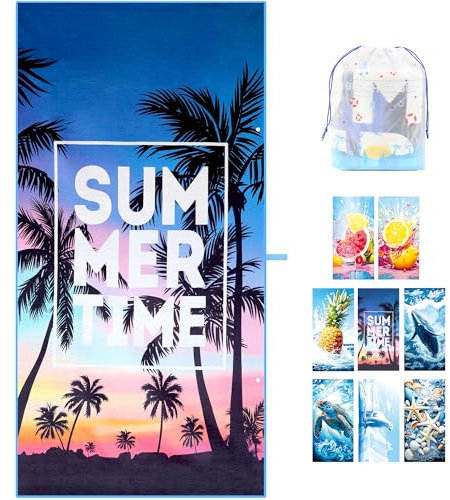 ZIOSINM Strandtuch 180 * 90cm Strandhandtuch Mikrofaser Badetuch Groß, Mikrofaser Strandhandtücher Handtuch Beach Towel XXL für Schwimmen, Strand, Reisen, Sandabweisend (Kokosnussbaum)
