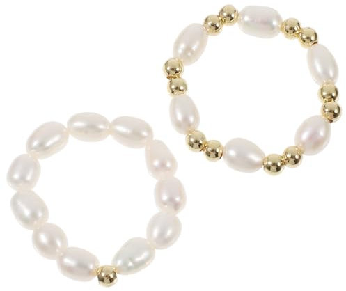 Ipetboom 2stücke Verstellbare Perlenringe Für Damen Paarringe Mit Dekorativem Design Stretchringe Für Verschiedene Fingergrößen Modeschmuck Für Alltag Und Besondere Anlässe