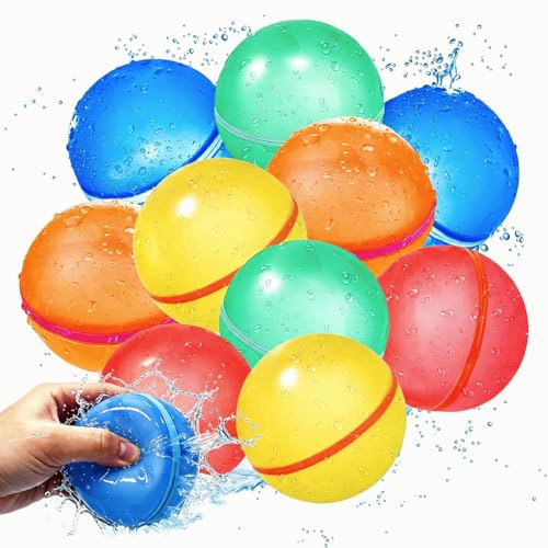 Wiederverwendbare Wasserbomben: 10 Stück Silikon Wasserbomben Selbstschließend - schnelles Auffüllen - Wiederverwendba für Wasserspielzeug Pool Spielzeug Strandspielzeug