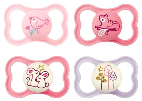 Mam Day & Night Mam Air Silicone Dummy, 16+ Mam Air Night Uni Mix, set of 6 2 sterilised transport boxes.