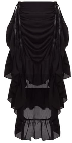 GRACEART Damen Steampunk Rock Piratenrock Hoch Tiefer Rock (DE/NL/SE/PL, Alphanumerisch, S, Regular, Regular, Schwarz)