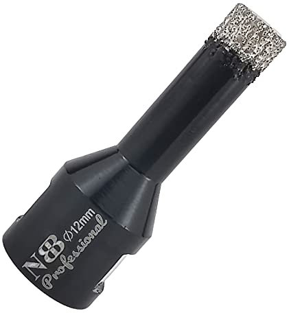 NBB Broca de diamante soldada al vacío con M14, para taladrar en seco y en húmedo profesionalmente en porcelana dura, cerámica, baldosas, granito, mármol, rápida, para Amoladora Angular (Dia.12mm)