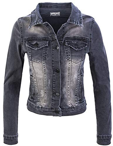 Rock Creek Damen Jeans Jacke Übergangs Jacke Denim Blouson Stretch Kurz Classic Jeansjacken Urban Stonewash D-401 Grau XS