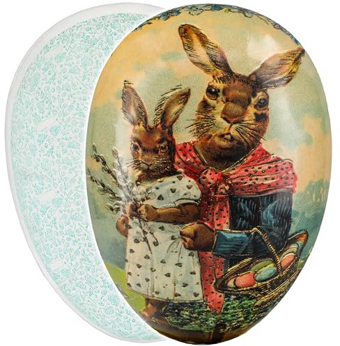 alles-meine.de GmbH XXL - Füll - Pappei 36 cm - Hase mit Eier & Weidenkätzchen - Osterei/Ei zum Befüllen - Deko Pappe Papp Pappeier - Dekoei Pappostereier Füllen/Papposterei ..