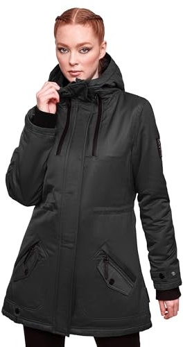 Navahoo Damen Winter Jacke Parka Mantel Winterjacke warm gefüttert Kapuze B834 [B834-Avril-Schwarz-Gr.XS]