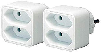 Brennenstuhl Mehrfachsteckdose, Steckdosenadapter 2-fach Eurosteckdose mit Kindersicherung (2 Stück, 2-Fach)