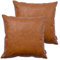 HOMFINER julyso Faux Leather Throw Pillow Covers, 18 x 18 inch Set of 2 Thick Cognac Brown Modern Solid Decorative Square Bedroom Living Room Cushion Cases for Couch Bed Sofa