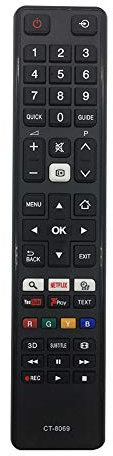 New Replacement Toshiba Remote Control CT-8069 For Toshiba TV Remote Control LCD LED SMART TV - 32D3653DB 32D3753DB 32L3753DB 32W3753DB 32W3753DG 40L3441 40L3443 40L3448 - NO SETUP REQUIRED