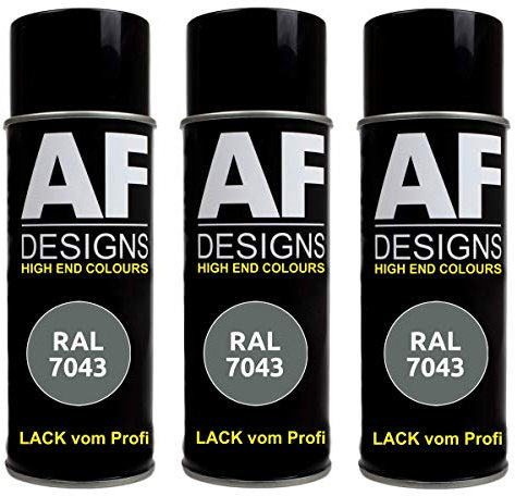 Alex Flittner Designs 3x RAL Lackspray Autolack Buntlack Spraydose RAL7043 VERKEHRSGRAU B matt