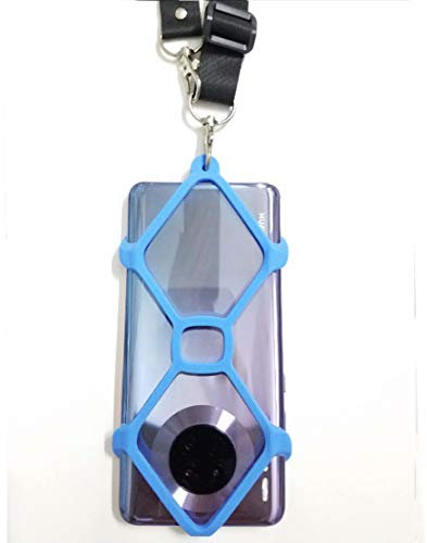 MOJÜROCZY Universal Phone Lanyard Silicone Case Holder fit 4.5''- 6.5'' Smartphone with Adjustable Neck Strap for iPhone 11 Pro X 8 7 6 Plus SE Samsung Galaxy Note Huawei (Blue)