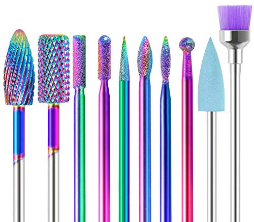 SPTHTHHPY 10 Stück Wolframlegierung Nagelfräser Gelnägel Zubehör Professioneller Nagelfräser Aufsätze Entfernen Gel Acryl Nagelhaut Fräser Bits Set für Maniküre Pediküre Großes Geschenk