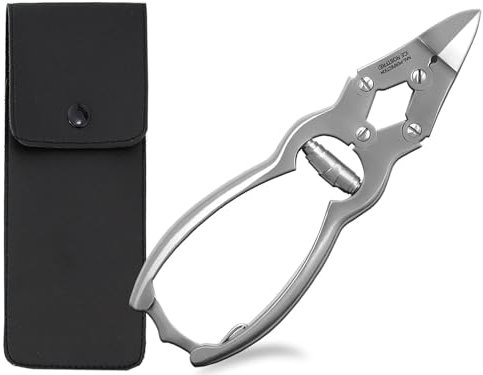 Profi Nagelzange Fußnagelzange Nagelknipser Fußpflege-Zange Edelstahl Rostfrei 16 cm mit Doppelübersetzung 4-Fach Verschraubt Maniküre Pediküre Zange für Mittlere bis Starke Fußnägel mit Etui