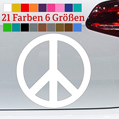 generisch Peace Aufkleber Friedens Zeichen Sticker Punk 80er Hippie Flower Power Vinyl JDM in 6 Größen und 21 Farben