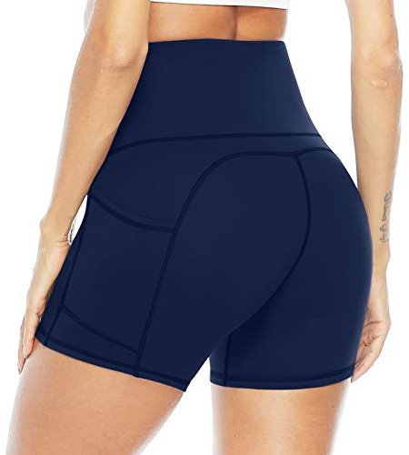 JOYSPELS Kurze Sporthose Hose Damen Leggings Kurz Radlerhose, Dunkelblau, Size 40-42 (Herstellergröße: L)