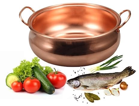 Suppentopf aus Kupfer, handgefertigt, Kupfer, für Gas- und Induktionsherde, 24 cm