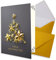 NEUSER PAPIER 25x kleines Weihnachtskarten-Set DIN A7 in Grau mit goldenem Weihnachtsbaum aus Sternen - Faltkarten mit Umschlägen DIN C7 Gold mit Nassklebung - Weihnachtsgrüße für Firmen und Privat