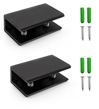TIANLIN Reggimensola Vetro 2 Pezzi | Supporti per Mensole Regolabili 8-12mm | Staffe Mensole in Vetro Sicure | per Bagno, Soggiorno con Morsetto Stabilizzante