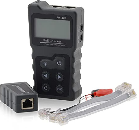 Netzwerktester Power of Eternet PoE Tester, Inline-PoE-Spannungs- und Stromtester mit Kabeltester Verkabelung Prüfer RJ45 Patchkabel