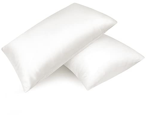 Fittia 2er-Set Satin Kissenbezug Premium Kopfkissenbezug Kissenhülle Haar- und Hautpflege Seidig mit Reißverschluss, Elfenbein, 40x80cm