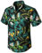 Enlision Hawaii Hemd Männer Kurzarm Aloha Blumen für Sommer Strand Freizeithemd Hawaiihemden Grün XL