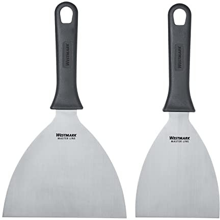 Westmark Set, 2tlg.: 2 Profi-Schaber/Grill-Spachtel (Gerade, Starr, Geschlossen) in 2 Größen, Rostfreier Edelstahl/Kunststoff, Master Line, Schwarz/Silber, 133122E6, Breit + Schmal