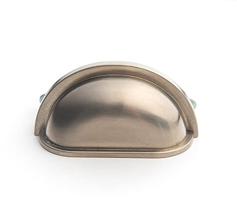 HARMAC HOUSE Cabinet Cup Handles Shell Shape Cupboard Pull Handles, 3 Inch/76mm Screw Spacing, Kitchen Cupboard, Bedroom Dresser, Bathroom Wardrobe Pull Handles (Brushed Nickel)