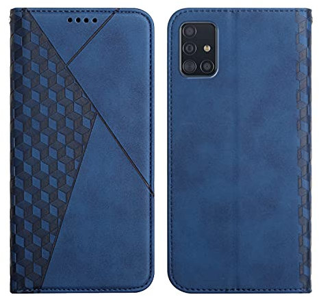 KOUYI Coque pour Samsung Galaxy A51 5G, Premium Flip Housse Étui Protection Rabat Clapet Portefeuille Phone Cover Magnétique [Porte Cartes] Antichoc Béquille Cover (Bleu)