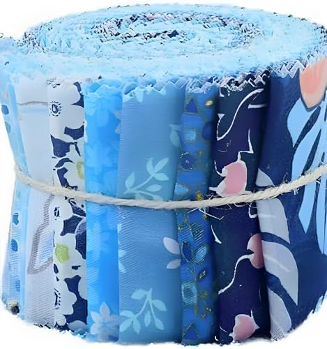 CraftsFabrics Jelly Rolls Streifen aus 100 % Baumwolle, vorgeschnitten, für Quilten, Scrapbooking, Nähen, Kunst & Handwerk, Patchwork, Collage, Blau, 20 Stück