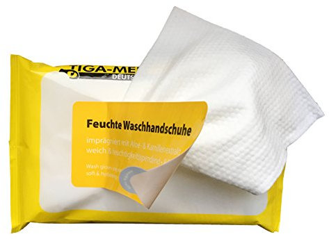 Lot de 8 gants de toilette jetables humides jetables (= 80 pièces) imprégnés d'aloe vera