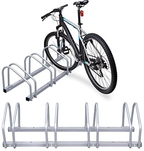 Tubiaz 2 x 4er Fahrradständer im Set, Für 4 Fahrräder Boden- oder Wandmontage, Mehrfachständer Geeignet für Fahrräder von 35-55 cm Stellplatz 30cm verzinktem Stahl,101x32x26cm Silber