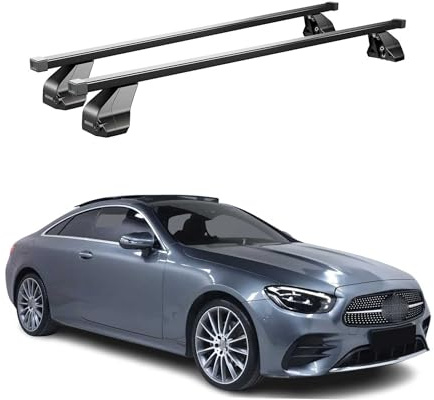 OMAC Dachträger Querträger Stahl für Mercedes E Klasse C238 Coupe 2017-2023 – Abschließbar – City-Crash-getestet – DIN 75302:2019 – ISO/PAS 11154:2006 – Max. 75 kg Schwarz