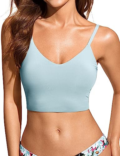 CRZ YOGA Damen Bikini Top Swimsuit Schnell Trocknend Padded Bikini Swim Oberteil Hellgraublau 40