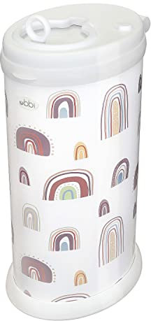 Ubbi Steel Odor Locking, No Special Bag Required Money Saving, ganador de premios, diseño moderno Registry imprescindible Diaper Pail, Rainbow