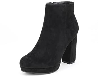 QUEEN HELENA Tronchetti con Plateau Stivaletti con Tacco Stivali Bassi Casual Donna ZM9210 (Nero, Sistema Taglie Calzature EU, Adulto, Donna, Numero, Media, 38)