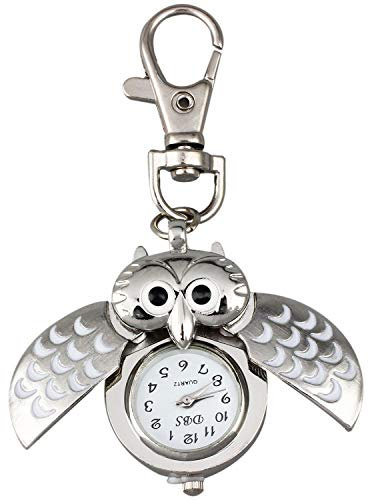 Myhoomowe Taschenuhr Eule 40 x 25 mm Silber