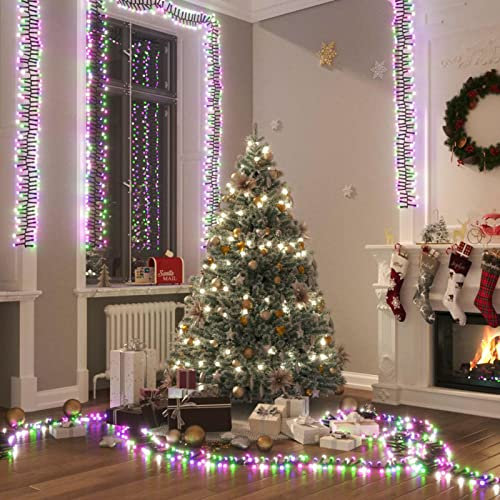 Tidyard LED Lichterkette mit 400 LEDs,Weihnachten Dekoration,Christbaumbeleuchtung Weihnachtsbaum Lichternetz Baumvorhang Weihnachtsdeko Weihnachtsbaumbeleuchtung, Pastell Mehrfarbig 8 m PVC