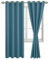 JIUZHEN Blickdicht Vorhänge Gardinen Ösenvorhang für Schlafzimmer Wohnzimmer, Verdunkelungsvorhang mit Vorhang-Krawatten, Türkis, 2 Stück, 215x132cm(HxB)