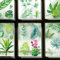 PLIGREAT 6 Bögen Grüne Dschungelblätter Selbstklebend Fensterbilder Frühling Sommer Anti-Collision Statische Fensterabziehbilder für Wohnzimmer Fensterdekoration Dusche Glas Fensterdeko