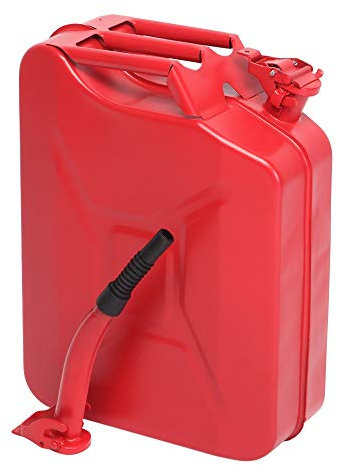 LEADZM 20 Liter Benzinkanister Kraftstoffkanister Metall Stahlblech Kraftstoff Kanister mit Ausgießer flexibel (Rot)