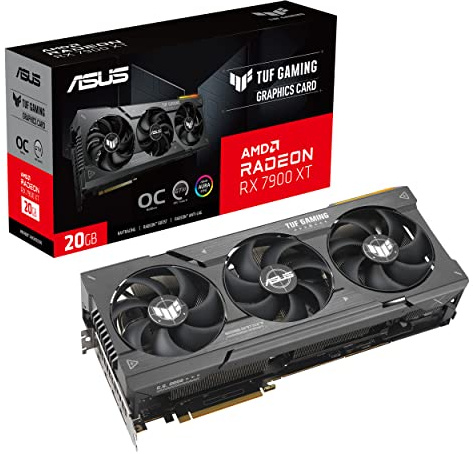 ASUS TUF GAMING Radeon RX 7900 XT OC Edition – Carte graphique gaming (20GB GDDR6X, PCIe 4.0, HDMI 2.1a, DisplayPort 2.1, ventilateurs axiaux)