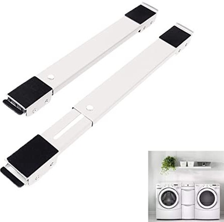Moblies Waschmaschinen Untergestell,45-72 cm Ausziehbares Gleitsystem, Bremse Möbelroller/Transportroller/Rollen für Möbel - Schienen (weiß)