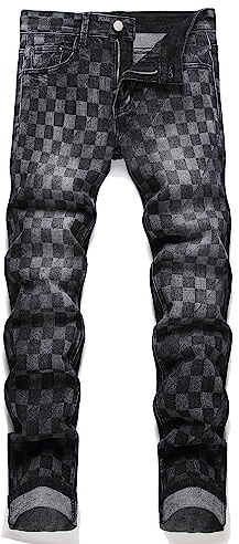 AITITIA Men's Ripped Regular Fit Jeans, 7000 Black, 36