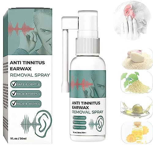 Spray de eliminación de cera de oído anti tinnitus de 30 ml, spray antibloqueo cochlear, spray de eliminación de cera de oído, limpiador de cera de oído, alivio de tinnitus para orejas que suenan