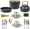 Bumdenuu 16 StüCke Set Camping Utensilien Geschirr Kochgeschirr Set Picknick Wandern WäRmetauscher Topf Wasserkocher Draussen Tourismus Geschirr