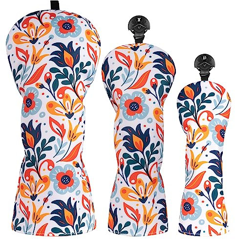 Craftsman Golf Schlägerhauben für Golfschläger mit Blumenmuster, für Fahrer, Fairwayhölzer und Hybriden, 3 Stück