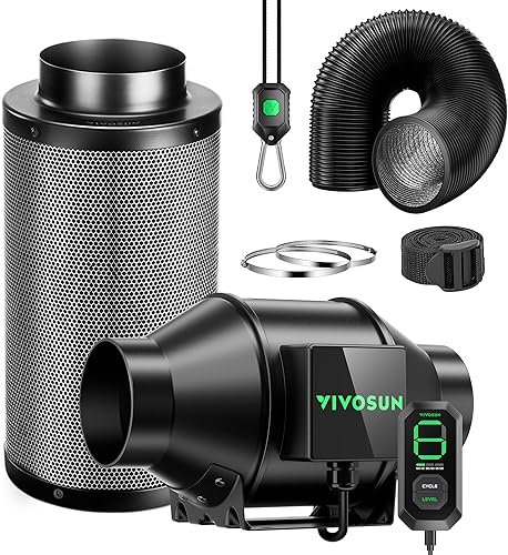 Vivosun PRO G4 Smart Air Filtration Set, 10 cm AeroZesh G4 Duct Fan with GrowHub E42A, Carbon Filter & Air Duct, Ventilation System for Grow Tent, Hydroponics