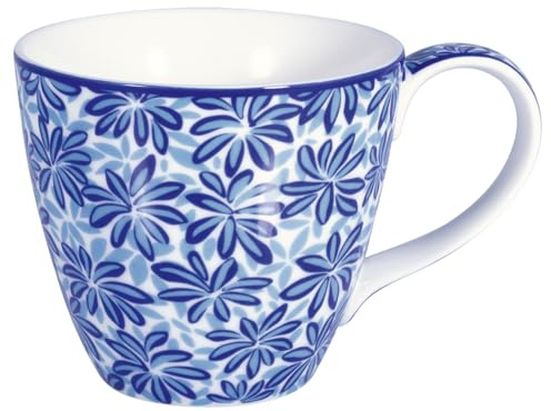 GreenGate Becher Linea Weiß mit blauen Blumen Porzellan 300 ml
